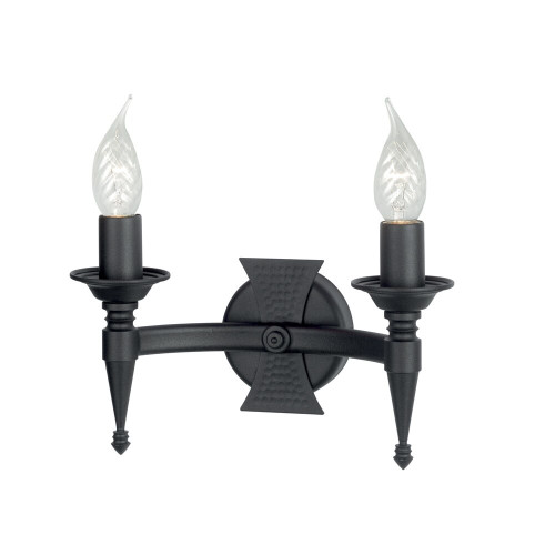 Elstead Lighting Elstead SAX2-BLK Saxon 2 Light Matt Black Wall Light