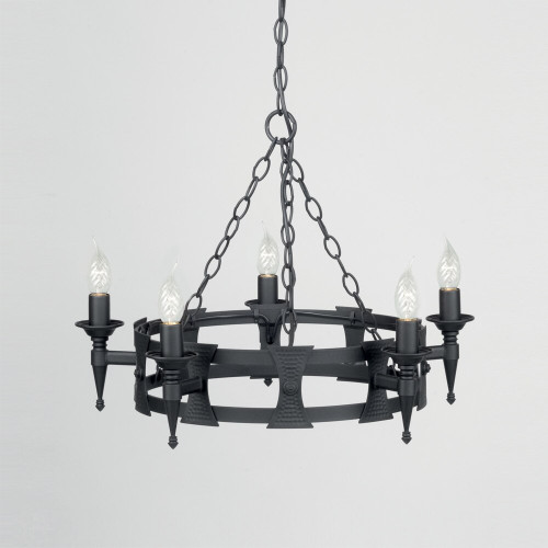 Elstead Lighting Elstead SAX5-BLK Saxon 5 Light Matt Black Chandelier