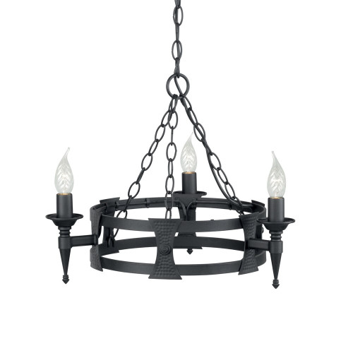 Elstead Lighting Elstead SAX3-BLK Saxon 3 Light Matt Black Chandelier