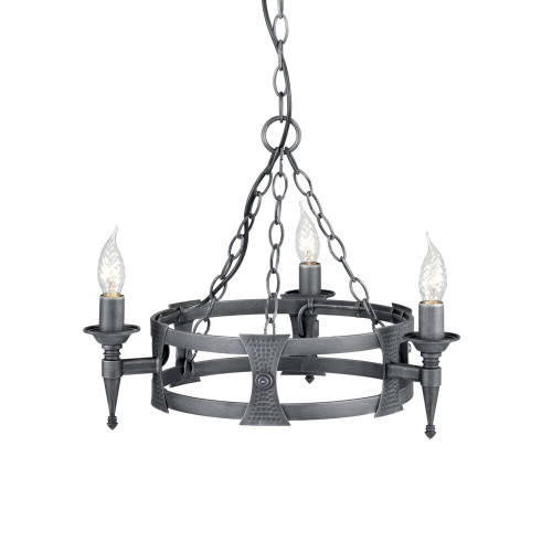 Elstead Lighting Elstead SAX3-BLK-SIL Saxon 3 Light Black/Silver Chandelier