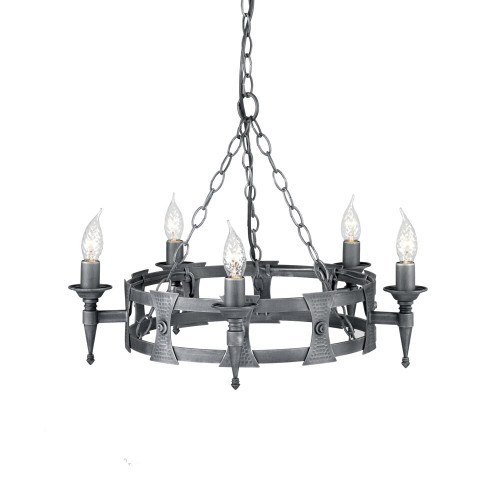 Elstead Lighting Elstead SAX5-BLK-SIL Saxon 5 Light Black/Silver Chandelier