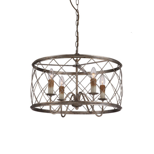 Elstead Lighting Elstead QZ-DURY-P Dury 4 Light Silver Leaf Ceiling Pendant