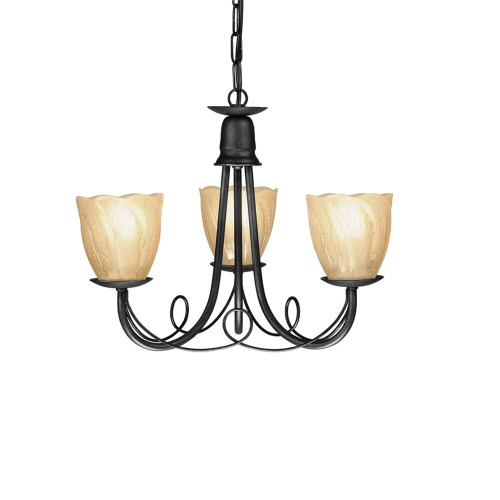 Elstead Lighting Elstead MN3-BLACK Minster 3 Light Black Chandelier