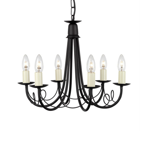 Elstead Lighting Elstead MN6-BLACK Minster 6 Light Black Chandelier