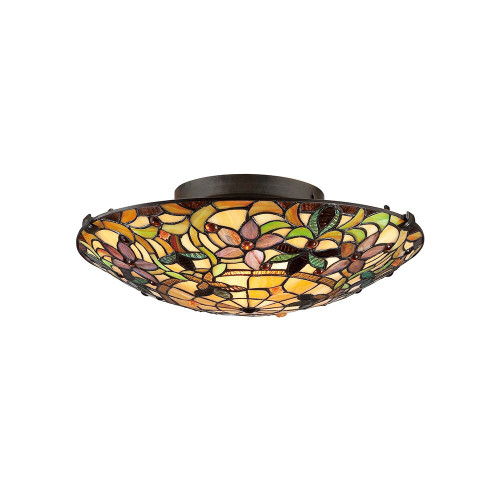 Elstead Lighting Elstead QZ-KAMI-F Kami Tiffany Flush Ceiling Fitting