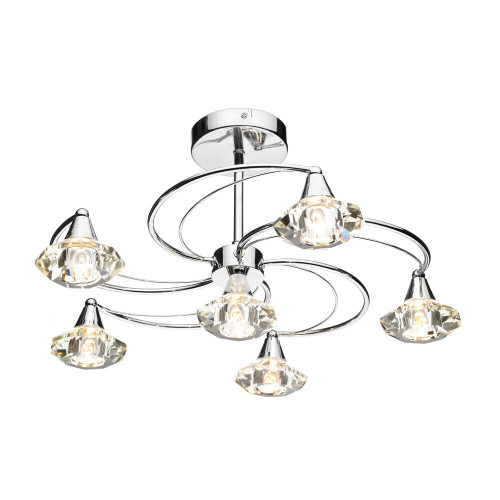 Dar Lighting Dar  LUT0650 Luther 6 light semi flush polished chrome finish 
