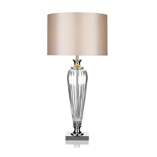 Dar Lighting Dar  HIN4208 Hinton 1 Light Crystal Table Lamp Polished Chrome 