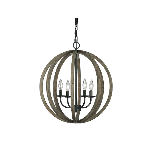 Elstead Lighting Elstead FE-ALLIER-4P-WW Allier 4 Light Oak Wood/Iron Pendant