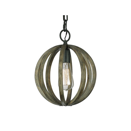 Elstead Lighting Elstead FE-ALLIER-P-WW Allier 1 Light Wood/Iron Mini Pendant