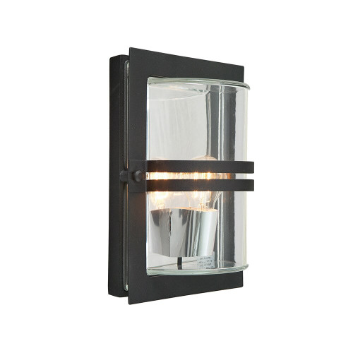 Elstead Lighting Elstead BASEL-E27-BLK-C Basel Black Clear Outdoor Wall Light