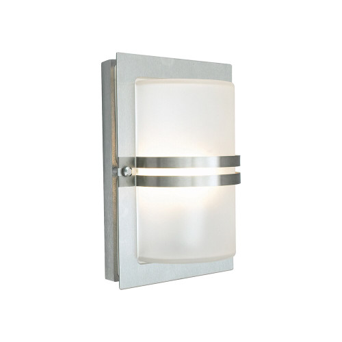Elstead Lighting Elstead BASEL-E27-S-S-F Basel Steel Frosted Outdoor Wall Light