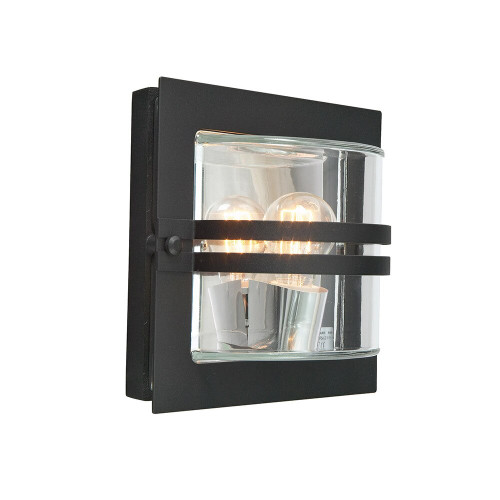 Elstead Lighting Elstead BERN-E27-BLK-C Bern Outdoor Black Clear Wall Fitting