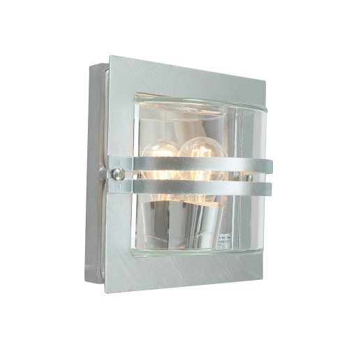 Elstead Lighting Elstead BERN-E27-GAL-C Bern Galvanised Clear Wall Fitting