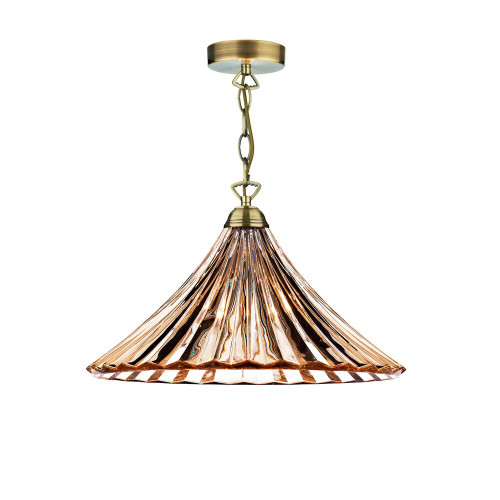 Dar Lighting Dar ARD866 Ardeche 1 Light Fluted Amber Glass Pendant 