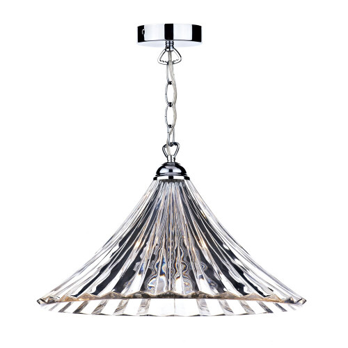 Dar Lighting Dar  ARD868 Ardeche 1 Light Fluted Clear Glass Pendant 