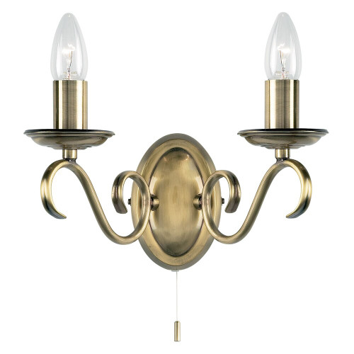 Endon Lighting Endon 2030-2AN 2 Light Antique Brass Wall Bracket
