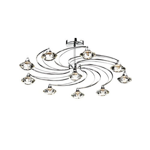 Dar Lighting Dar  LUT2350 Luther 10 Light Polished Chrome Semi Flush 