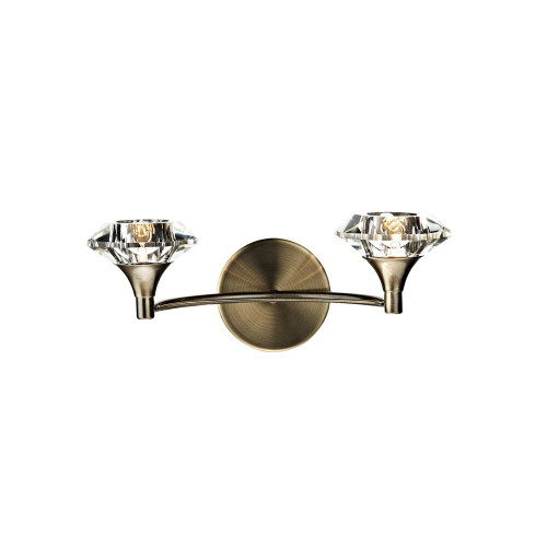 Dar Lighting Dar  LUT0975 Luther 2 Light Antique Brass Wall Bracket 