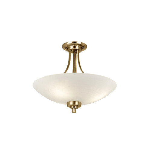 Endon Lighting Endon WELLES-3AB 3 Light Antique Brass Semi Flush Fitting