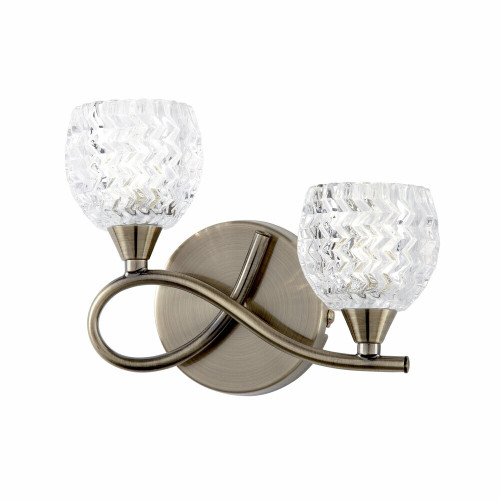 Endon Lighting Endon BOYER-2WBAB-L Boyer 2 Light Antique Brass Wall Light