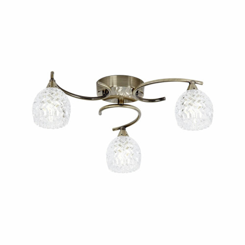 Endon Lighting Endon BOYER-3AB Boyer 3 Light Antique Brass Flush Fitting