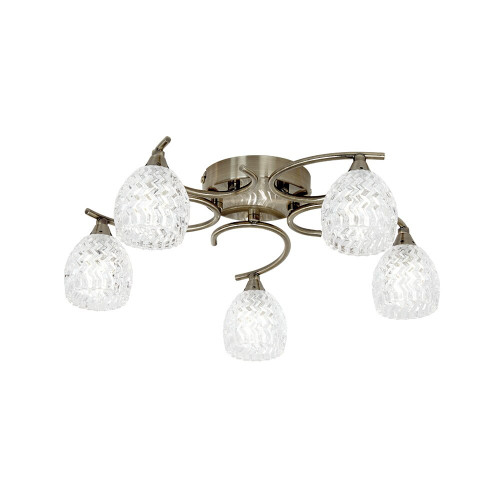 Endon Lighting Endon BOYER-5AB Boyer 5 Light Antique Brass Semi Flush Fitting