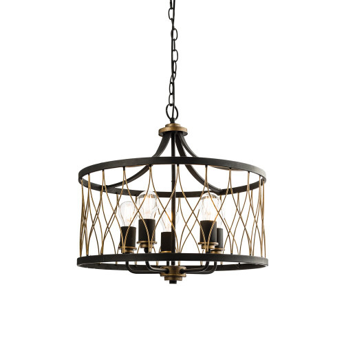 Endon Lighting Endon 61498 Heston 5 Light Matt Black/Bronze Ceiling Pendant