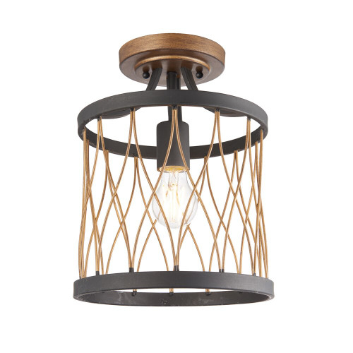 Endon Lighting Endon 61497 Heston 1 Light Matt Black/Bronze Semi Flush