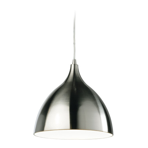 Firstlight 3337BSWH Cafe 1 Light Brushed Steel/White Pendant