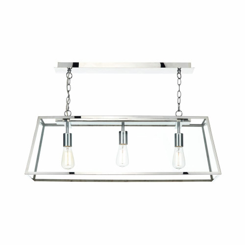 Dar Lighting Dar  ACA0344 Academy 3 Light Stainless Steel/Glass Box Pendant 