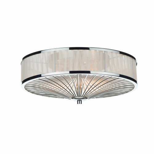 Dar Lighting Dar  OSL5050 Oslo 3 Light Ivory Faux Silk Flush Fitting 