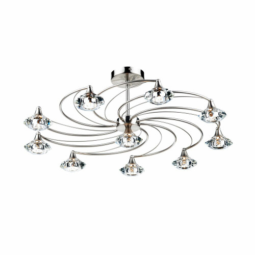 Dar Lighting Dar  LUT2346 Luther 10 Light Satin Chrome Semi Flush Fitting 