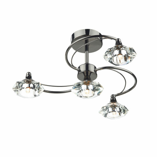 Dar Lighting Dar LUT0467 Luther 4 Light Black Chrome Semi Flush Fitting 
