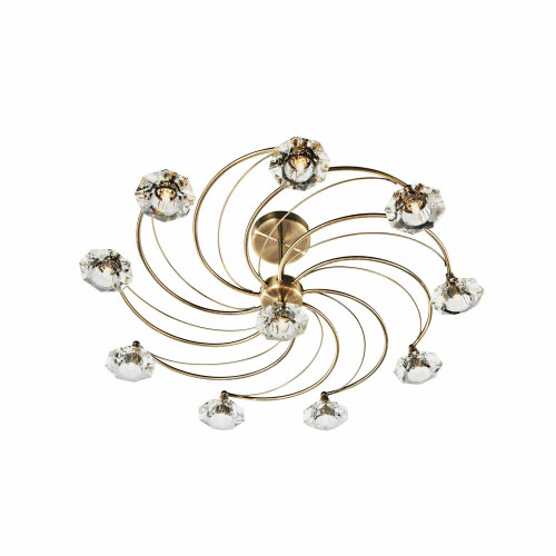 Dar Lighting Dar  LUT2375 Luther 10 Light Antique Brass Semi Flush Fitting 