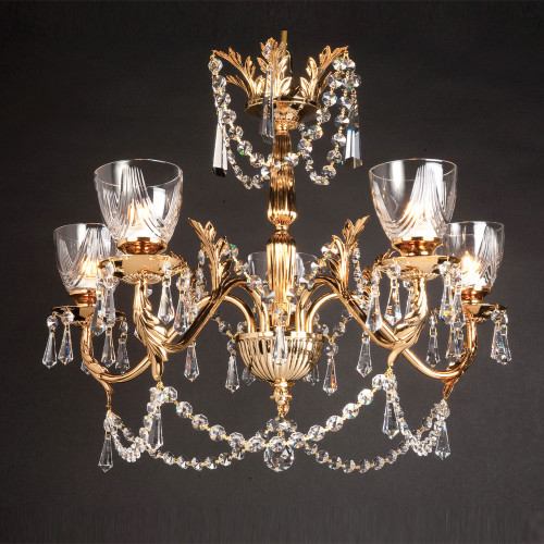 Impex Lighting Impex STH03017/05/G Starlite Lead Crystal Gold Chandelier