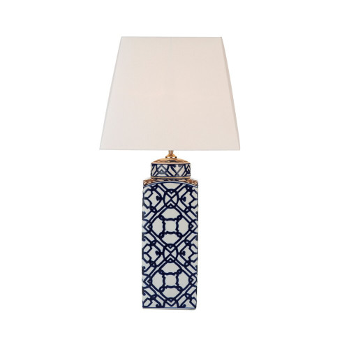 Dar Lighting Dar  MYS4223 Mystic 1 Light Blue And White Ceramic Table Lamp 