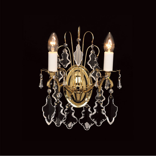 Impex Lighting Impex CP06003/02/WB/PB Louvre 2 Light Crystal Wall Light
