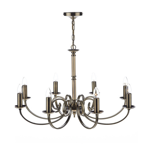 Dar Lighting Dar  MUR0875 Murray 8 Light Antique Brass Ceiling Pendant 
