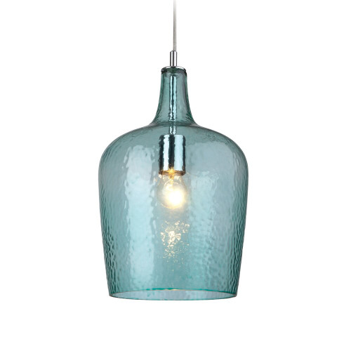 Firstlight 2301AQ Glass 1 Light Chrome/Aqua Ceiling Pendant