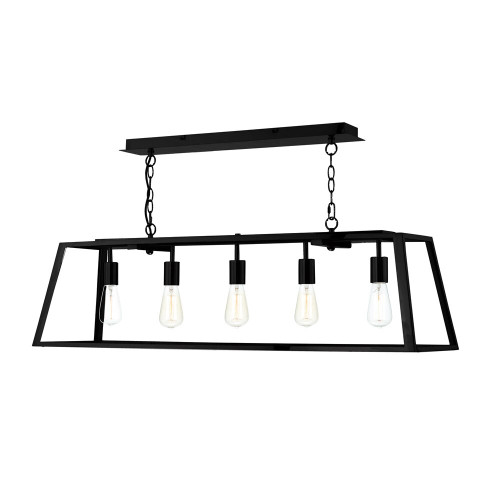Dar Lighting Dar  ACA0522 Academy 5 Light Black and Glass Box Pendant 