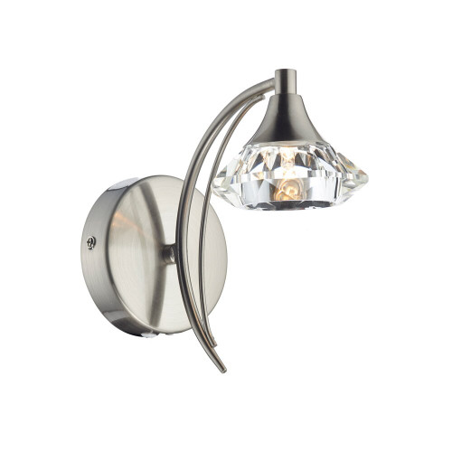 Dar Lighting Dar  LUT0746 Luther 1 Light Satin Chrome Wall Light 