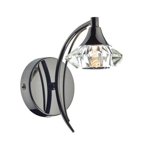 Dar Lighting Dar  LUT0767 Luther 1 Light Black Chrome Wall Light 