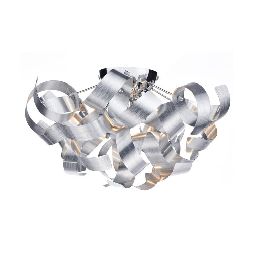 Dar Lighting Dar  RAW0450 Rawley 4 Light Twisted Aluminium Flush Fitting 