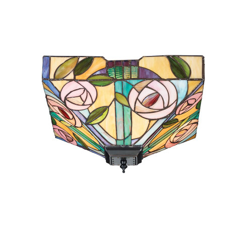 Interiors 1900 70699 Willow 2 Light Tiffany Flush Fitting
