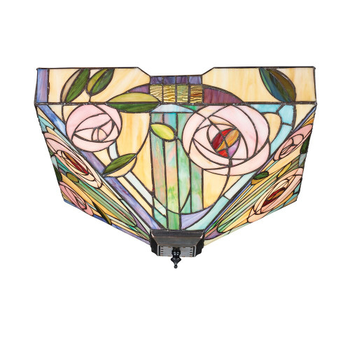 Interiors 1900 70698 Willow 2 Light Tiffany Flush Fitting