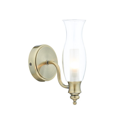 Dar Lighting Dar  VES0775 Vestry 1 Light Antique Brass Bathroom Wall Light 