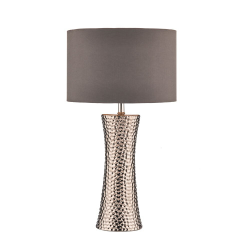 Dar Lighting Dar BOK4232-X Bokara 1 Light Silver Hammered Table Lamp 