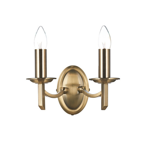 Dar Lighting Dar  AMB0975 Ambassador 2 Light Antique Brass Wall Light 