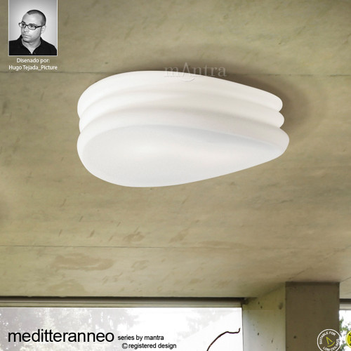 Mantra Lighting Mantra M3624 Mediterraneo 2 Light Opal Glass Flush Fitting