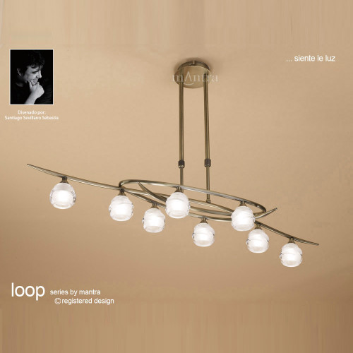 Mantra Lighting Mantra M1820 Loop 8 Light Antique Brass Ceiling Fitting